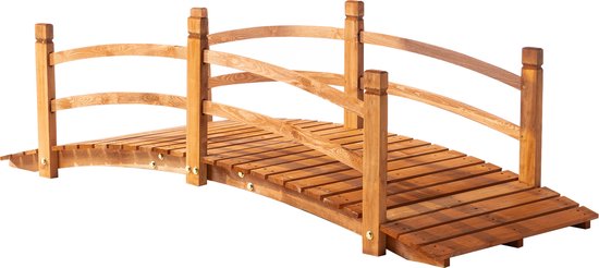 Outsunny Gartenbrücke Schwarz 102x48x49cm - Bogenbrücke Für Teich & Bachlauf