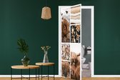Deursticker Schotse hooglander - Collage - Bloemen - 90x205 cm - Deurposter