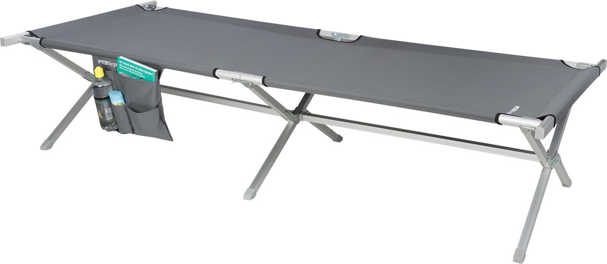 BERGER Veldbed - Aluminium, Grijs, Stabiel - met Opbergzak - Ligoppervlakte 205 x 75 cm