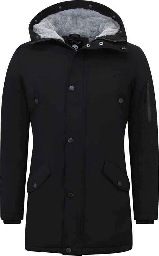Winterjassen Heren Lang - Parka Heren Winterjas - 7105 - Zwarte Jas Heren