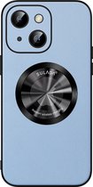 Sulada Soft case Microfiber leer en shockproof en lensbeschermer met magnetische ring voor de iPhone 14 Plus Sierra Blauw