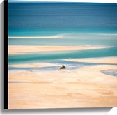 Canvas - Zee - Water - Boot - Zand - 60x60 cm Foto op Canvas Schilderij (Wanddecoratie op Canvas)