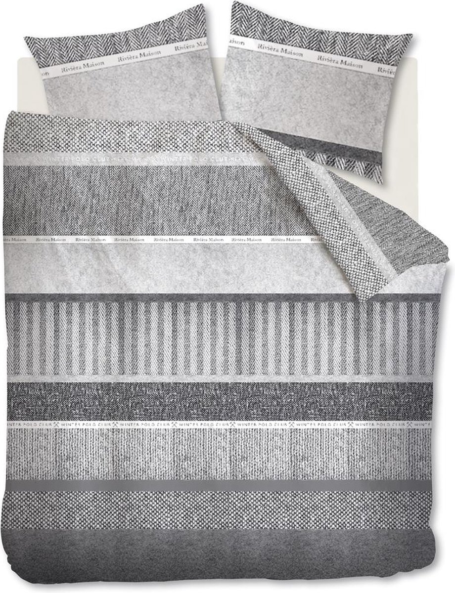 Riviera Maison Winterclub dekbedovertrek - Eenpersoons - 140x200/220 - Grijs