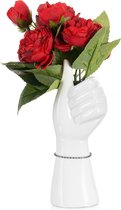 Kleine keramische vaas wit, droogbloemen bloemenvaas voor tafeldecoratie decoratieve, vingerbloemen vazen woonkamer 20 cm modern Scandinavisch creatief geschenk kunst decoratie