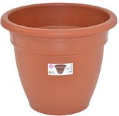Terra cotta kleur ronde plantenpot/bloempot kunststof diameter 35 cm - Plantenbakken/bloembakken voor buiten