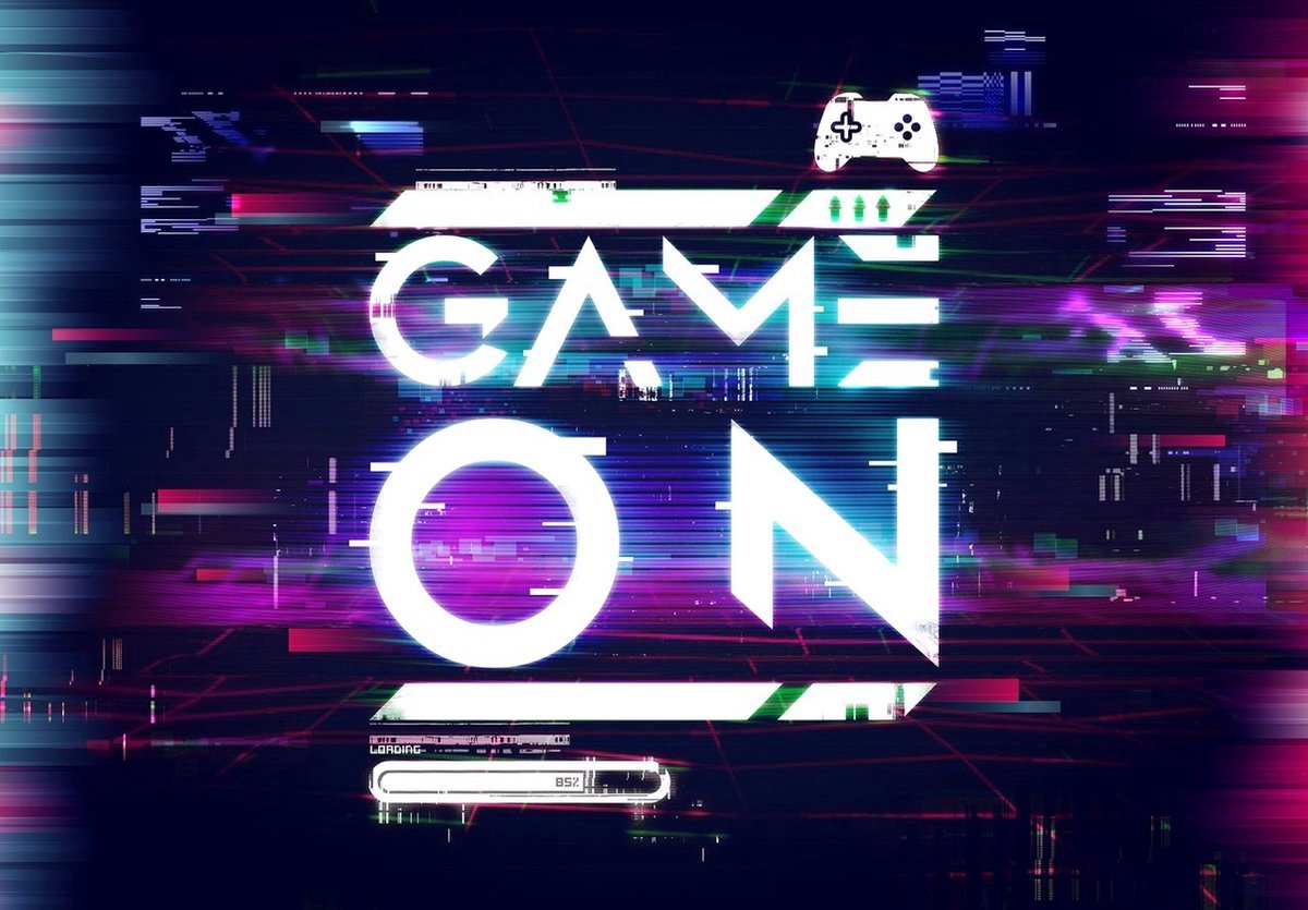 Fotobehang - Vliesbehang - Game On - Gamekamer - Gaming - Gamer - 254 x 184 cm