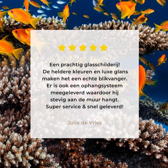 Peinture sur verre - Corail - Poissons - Animaux aquatiques - Oranje - Photo sur verre - Décoration murale - 100x150 cm - Peinture sur verre