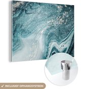 MuchoWow® Peinture sur verre 120x90 cm - Peinture sur verre acrylique - Pierres précieuses - Blauw - Nature - Marbre - Abstrait - Photo sur verre - Peintures