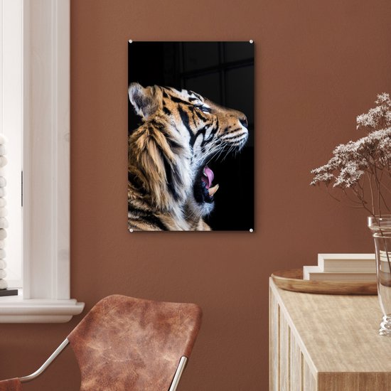 MuchoWow® Peinture sur verre - Tigre - Animaux - Portrait - 40x60 cm - Peintures sur verre acrylique - Photo sur Glas