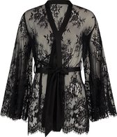 Hunkemöller Dames Nachtmode Kimono Lace Isabelle - Zwart - maat XL/XXL