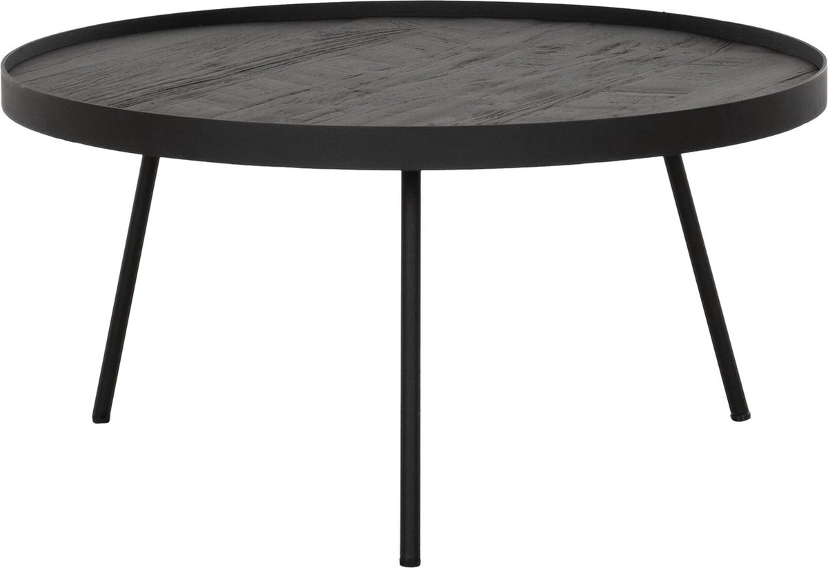 DTP Home Salontafel Saturnus rond teakhout zwart – 60x60x30 cm