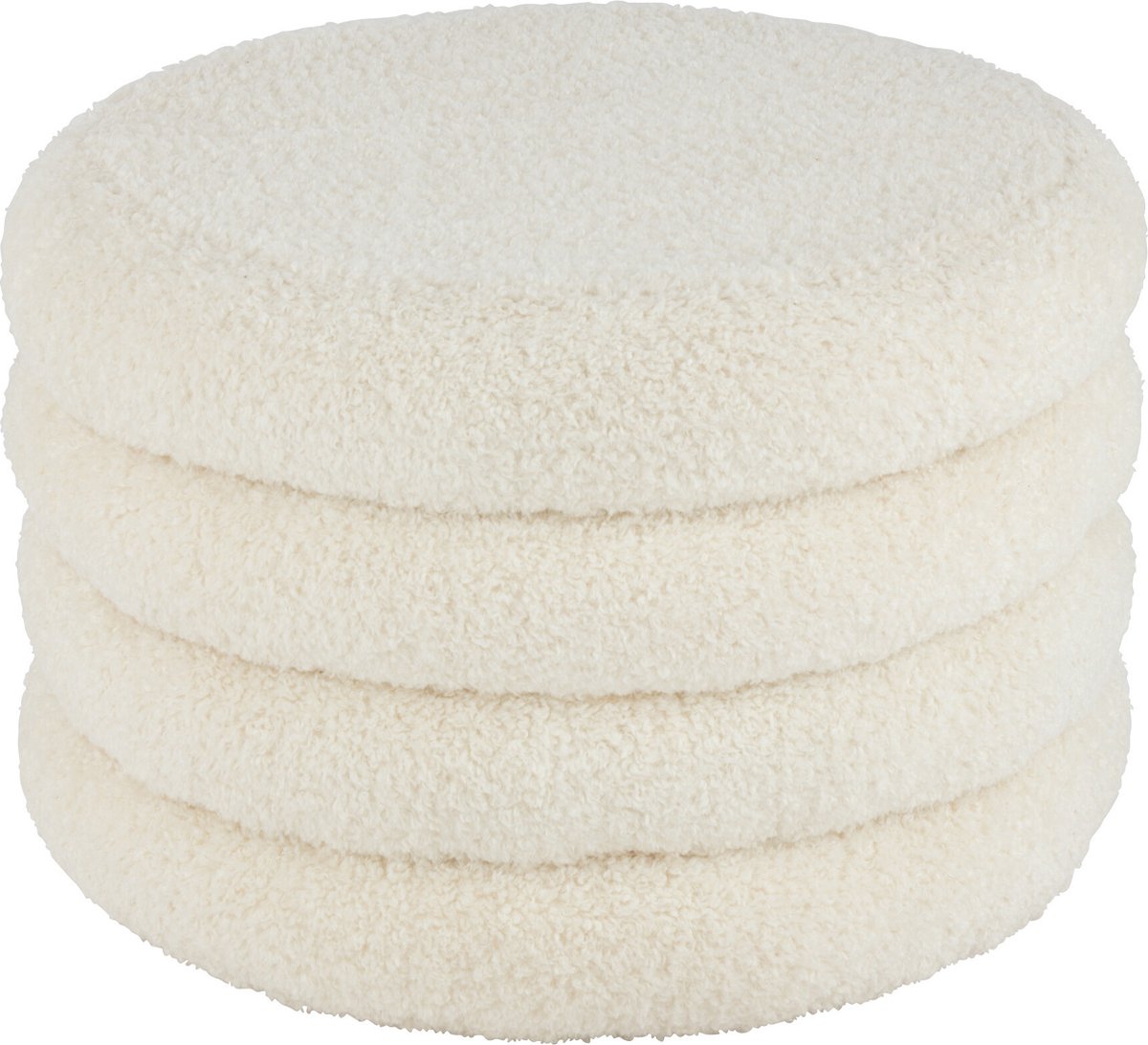 J-Line poef Rond Teddy - polyester - wit