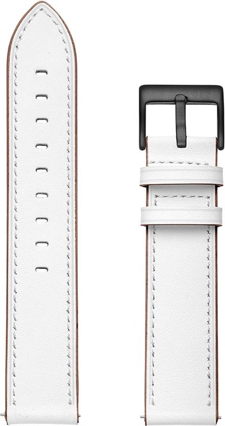 Bracelet en cuir - convient pour Garmin Venu/Venu 2 Plus/Venu SQ/Venu SQ 2/Forerunner 55/245/645 - blanc