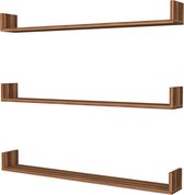 Wandplank Mildred - Set van 3 - 12x120x15 cm - Walnootkleurig - Spaanplaat - Modern Design