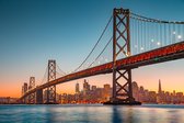 Fotobehang San Francisco Skyline With Oakland Bay Bridge At Sunset, California, Usa - Vliesbehang - 416 x 290 cm