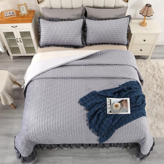 Qucover Couvre-lit, 220 x 240 cm, velours, couvre-lit doux et chaud pour  l'hiver,... | bol.com