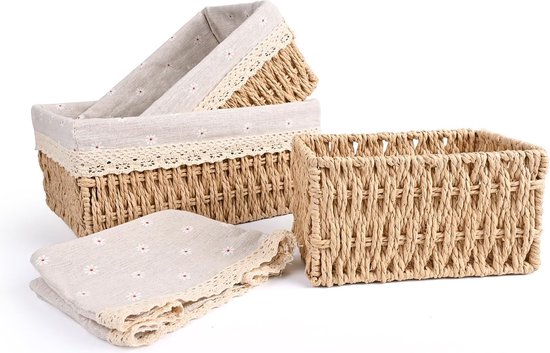 3 pièces boîtes de rangement petit panier de rangement paniers en tissu  rangement... | bol