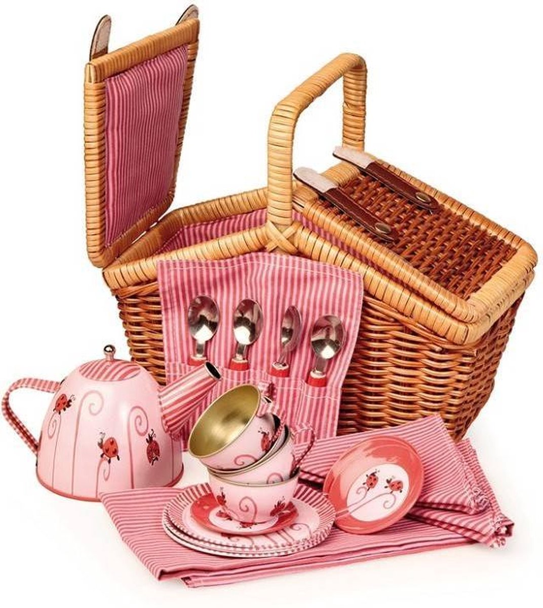 Egmont Toys Theeset Blik Lieveheersbeestje In Rieten Mand