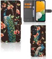 Telefoonhoesje Geschikt voor Samsung Galaxy A14 4G Flipcase Cover Pauw met Bloemen