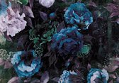 Papier peint photo Peint Intissé - Pivoines Vertes et Bleues - Art Floral - 254 x 184 cm