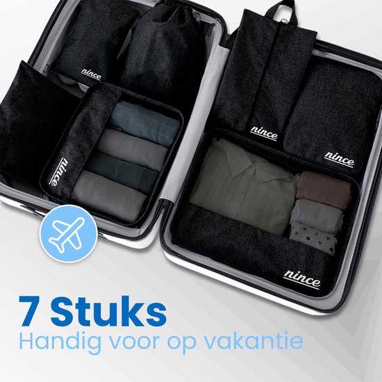 Cubes d'emballage Nince - Ensemble d'organisateur de valise - Rangement pour sièges-auto de bagages - Cube de compression - Organisateur de sac à dos de voyage