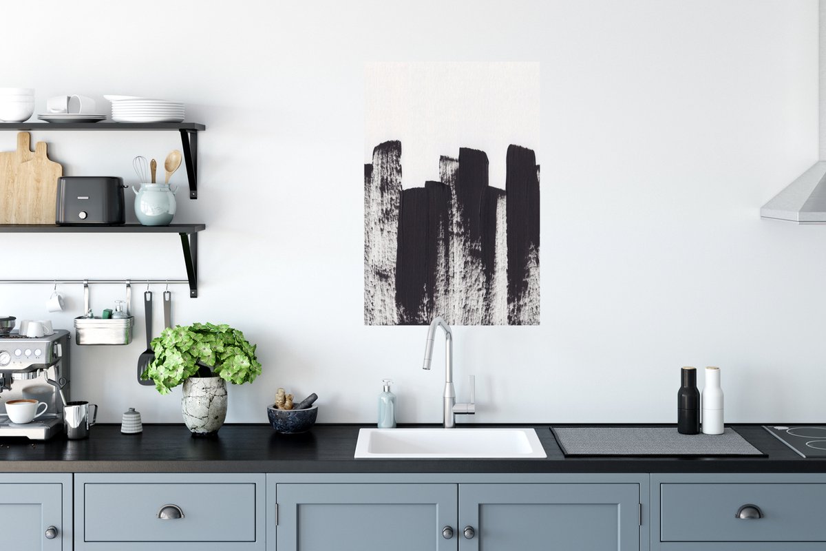 Poster Verf - Abstract - Zwart - Wit - 60x90 cm