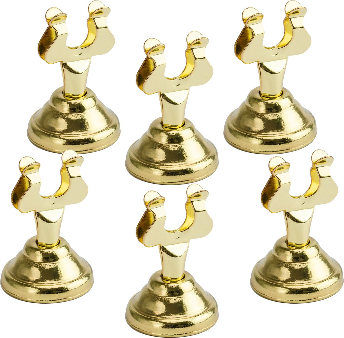 PartyDeco Naamkaart/plaatskaart houders Luxe - Bruiloft - 6x - goud - 4 cm