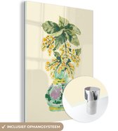 MuchoWow® Glasschilderij 30x40 cm - Schilderij acrylglas - Planten - Abstract - Groen - Geel - Foto op glas - Schilderijen