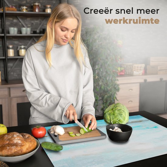 KitchenYeah® Inductie beschermer 80.2x52.2 cm - Verf - Schilderij - Abstract - Blauw - Kookplaataccessoires - Afdekplaat voor kookplaat - Inductiebeschermer - Inductiemat - Inductieplaat mat