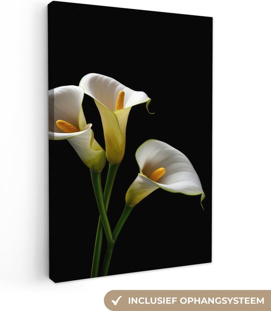 Canvas Schilderij Planten - Bloemen - Wit - Natuur - Botanisch - 20x30 cm - Wanddecoratie