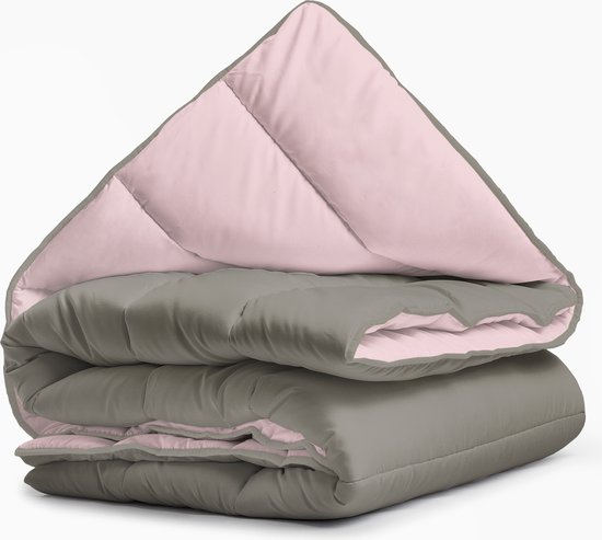 Zelesta� Royalbed Pastel Pink & Tender Grey 240x200cm - Dekbed zonder overtrek - 30 dagen proefslapen - Wasbaar hoesloos dekbed - Bedrukt dekbed - All year zomerdekbed & winterdekbed