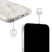 xoxo Wildhearts Marble Off Whites - Single Layer - Hoesje geschikt voor iPhone 13 hoesje - Marmer hoesje - Shockproof base - Beschermhoesje geschikt voor iPhone 13 case - Gebroken wit
