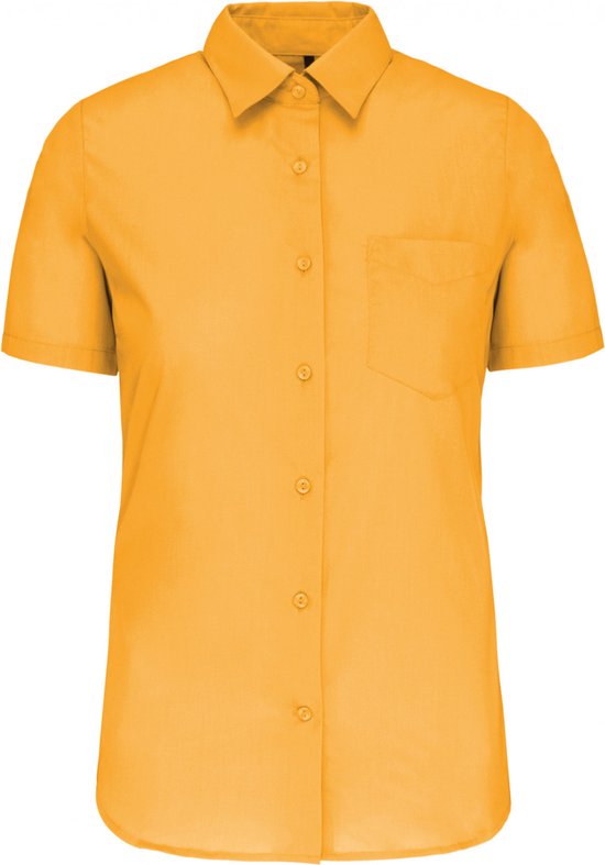 Blouse Dames M Kariban Korte mouw Yellow 65% Polyester, 35% Katoen