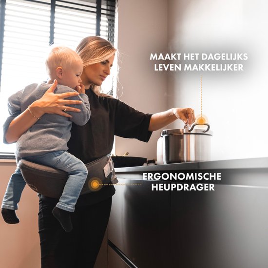 Deryan Pack Basic Luxe Heupdrager - Baby En Peuter Heupzitje - Draagzak Grijs