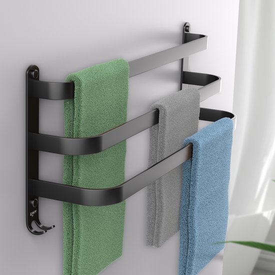 EAVY Handdoekrek Badkamer - 60 cm breed - Handdoekenrek - Handdoekhouder - Handdoekstang - Badkamerrek