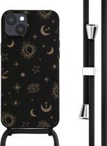 iMoshion Hoesje Met Koord Geschikt voor iPhone 14 Plus - iMoshion Siliconen design hoesje met koord - Zwart / Sky Black