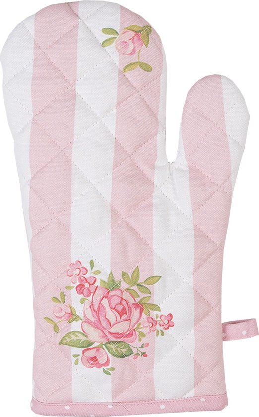 Clayre & Eef Gant de four, Manique Beige, Rose Coton set de 2