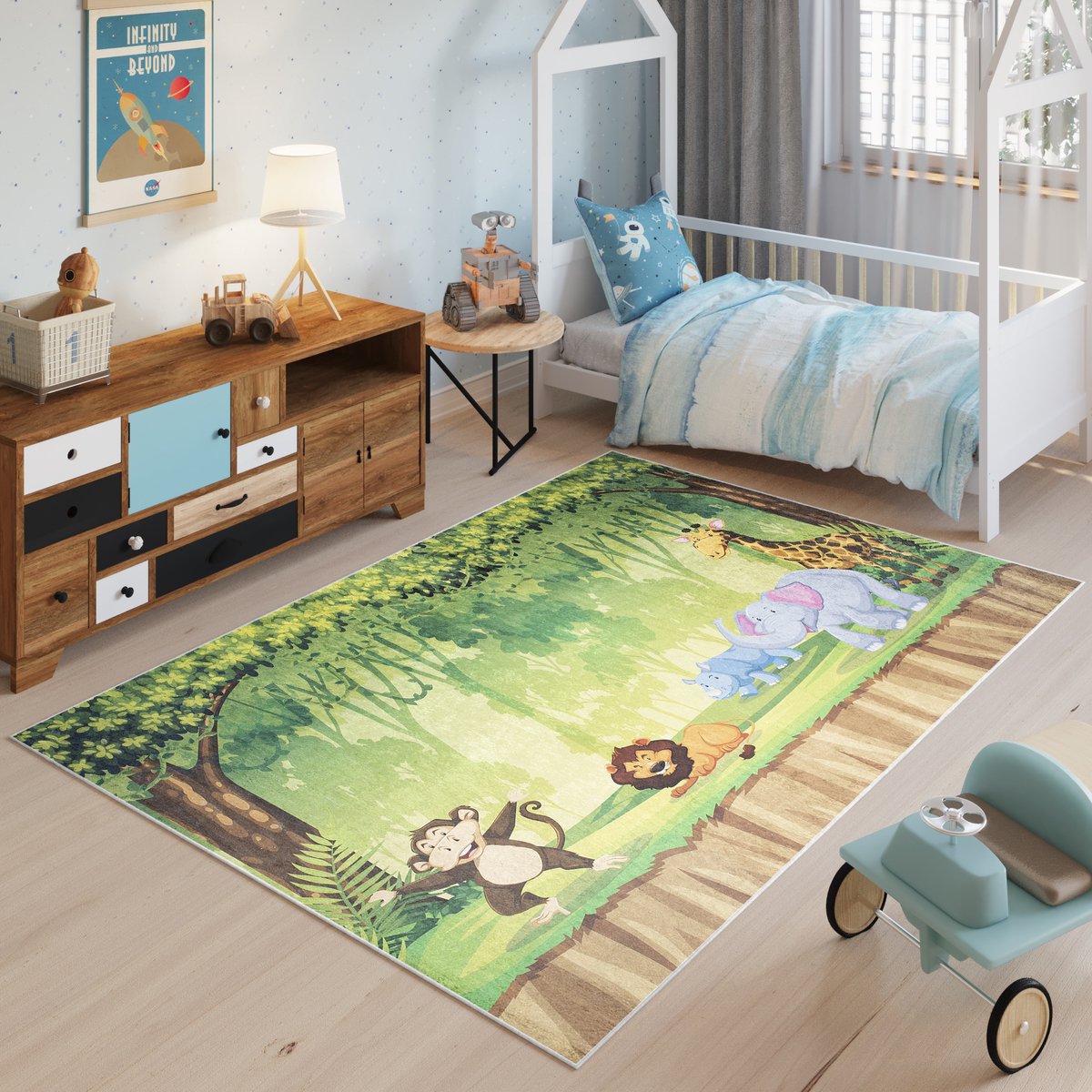 Tapiso Emma Vloerkleed Jeugdtapijt Kinderkamer Kindertapijt Dieren Tapijt Maat- 160x230 Groen 4