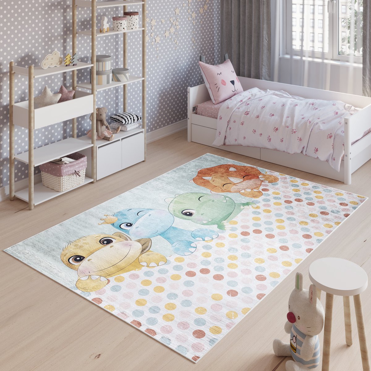 Tapiso Emma Vloerkleed Kinderkamer Babykamer Kinderen Speelmat Blauw 7