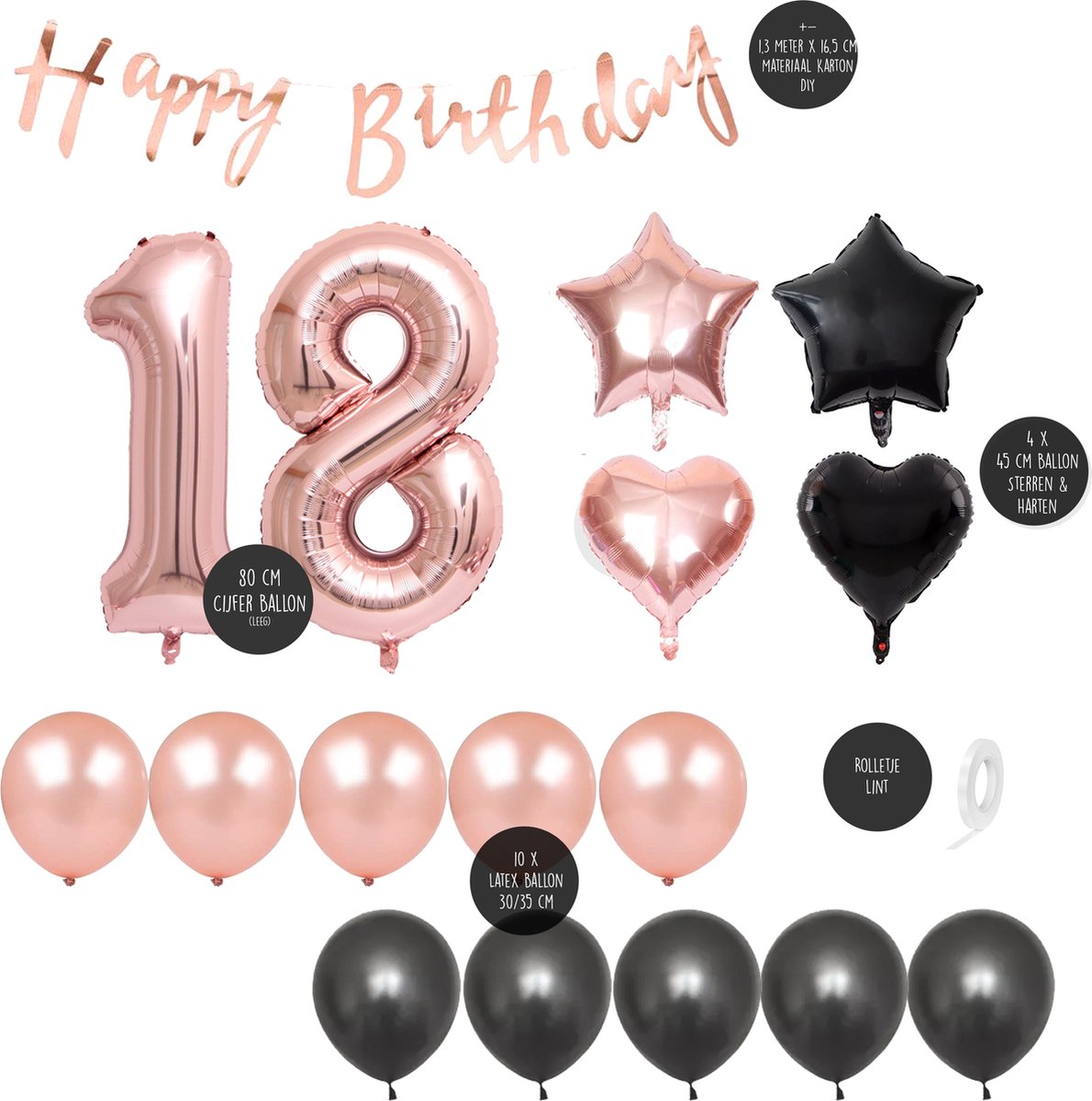 Snoes Ballonnen 18 Jaar Feestpakket – Versiering – Verjaardag Set Liva  Rose... | bol.com