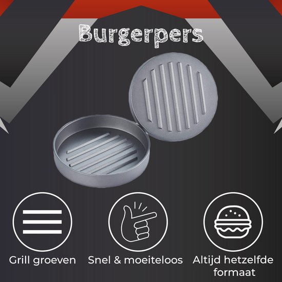 Quickerly Hamburgerpers - Hamburger Vormer - Burger Pers - Hamburger Maker - Pers voor hamburgers - Barbecue - Zilver - Quickerly