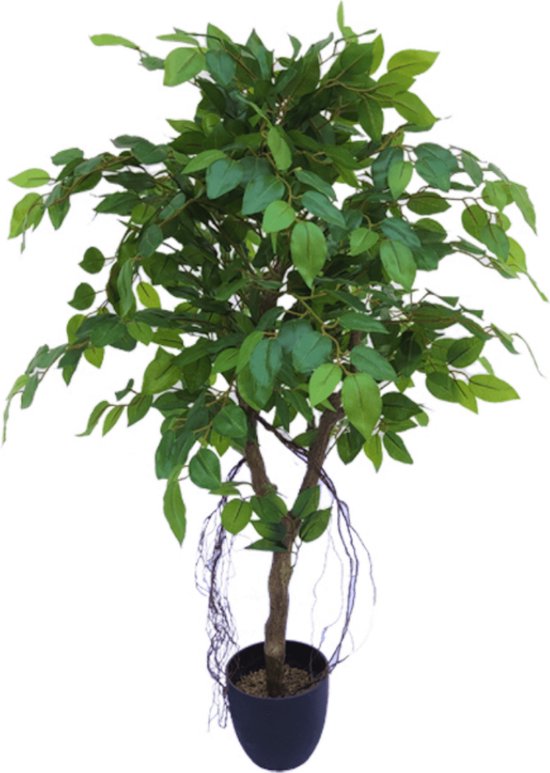 Ficus Kunstboom 100cm | Ficus Kunstboom met stam | Ficus Kunstboom voor Binnen | Ficus Kunstboom Groen met stam