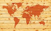 World Map Wood Planks Photo Wallcovering