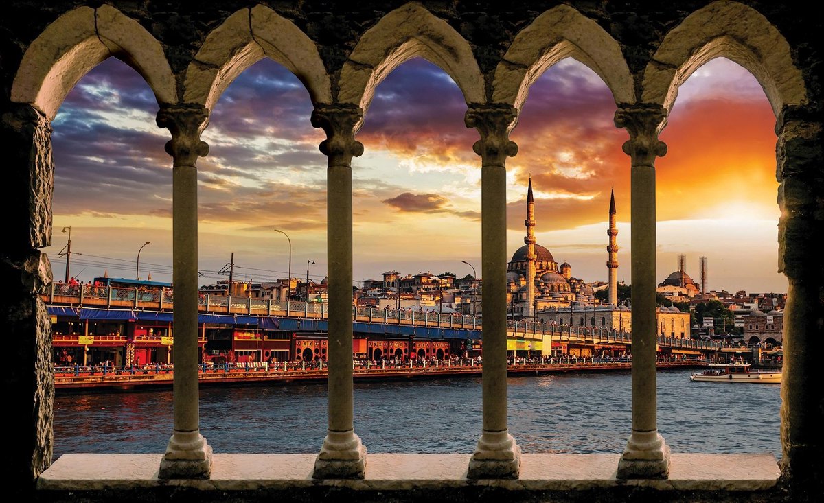 Columns City Istanbul Turkey Sunset Photo Wallcovering