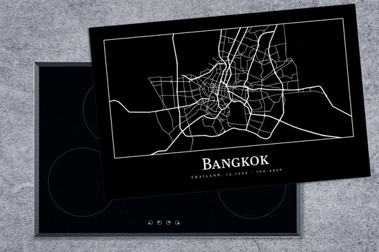 KitchenYeah® Inductie beschermer 81.6x52.7 cm - Bangkok - Kaart - Stadskaart - Plattegrond - Kookplaataccessoires - Afdekplaat voor kookplaat - Inductiebeschermer - Inductiemat - Inductieplaat mat