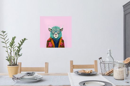 Foto: Muurstickers sticker folie hoorns dier buffel bloemen koe 50x50 cm plakfolie muurstickers kinderkamer zelfklevend behang zelfklevend behangpapier stickerfolie
