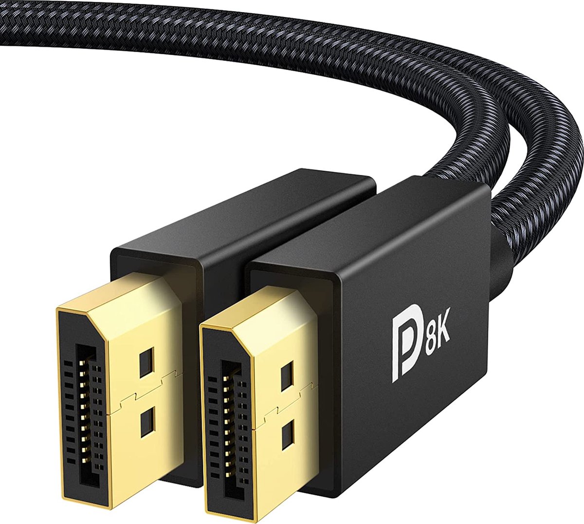 Bol.com Phreeze Displayport Kabel - 8K 60Hz – 4K 144 Hz - 32.4GBps - Displayport 1.4 - DP Kabel - 1 meter - Zwart aanbieding