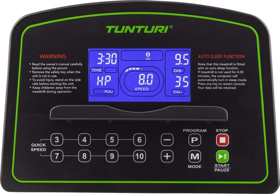 Tunturi Cardio Fit T35 Loopband inklapbaar - Hardloopband met Bluetooth - 12 trainingsprogramma's – Duidelijke monitor – 0,8 - 16,0 km/u - incl. trainings app - EU veiligheid gecertificeerd