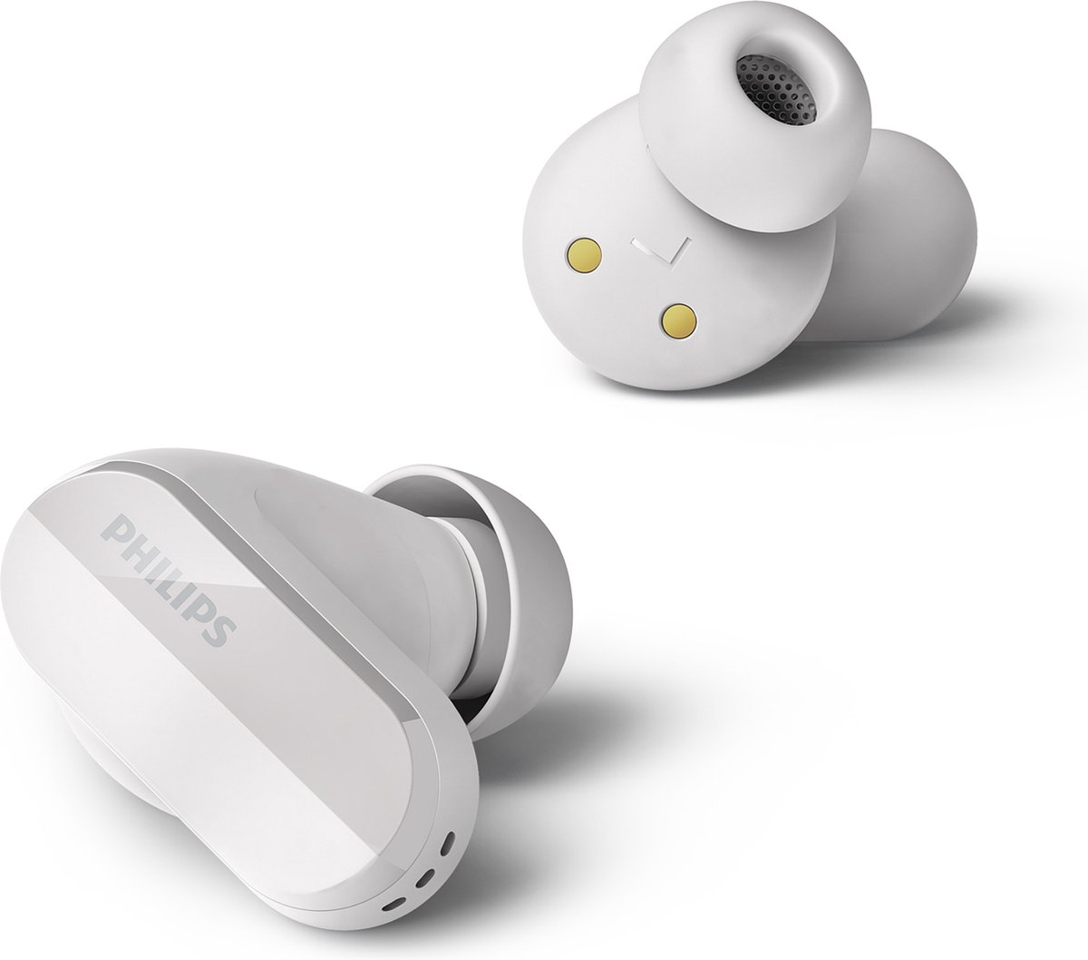 Philips TAT3508 True Wireless Draadloze oordopjes / in-ear oortjes met Noise Cancelling - Draadloos via Bluetooth en IPX4 zweet- en waterbestendig, Wit