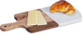 Planche à découper Relaxdays bois d'acacia - planche de service marbre - planche à tapas - planche à découper pain - viande